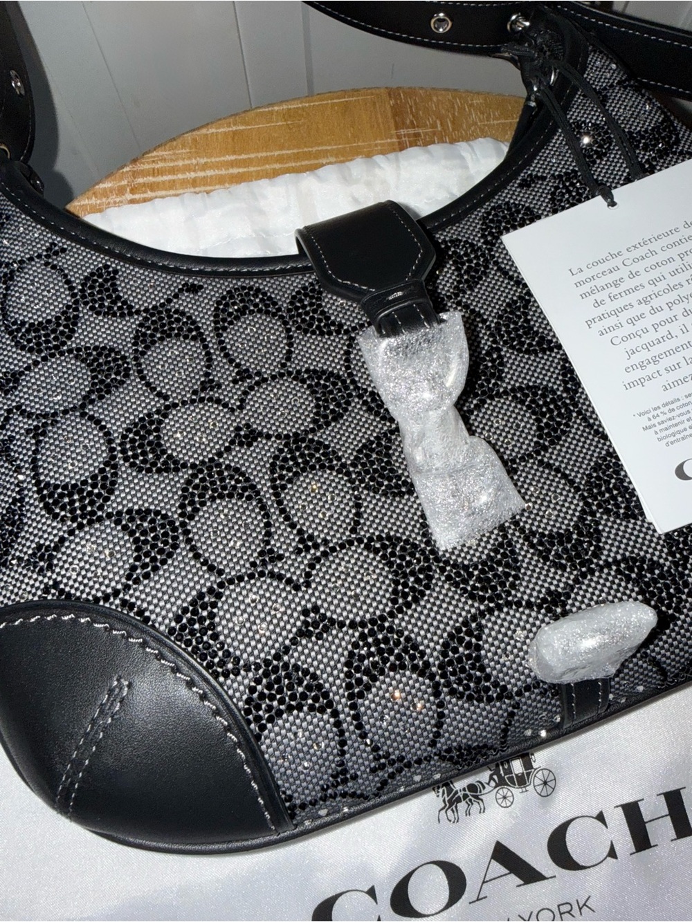 BNWT!!! Limited Edition Coach Black Signature Crystal Hampton Hobo Bag - Picture 6 of 9